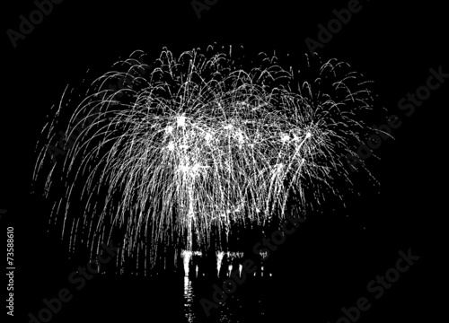 Fireworks with reflection on lake