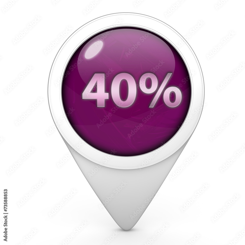 Fourty percent pointer icon on white background Fourty percent pointer icon on white background