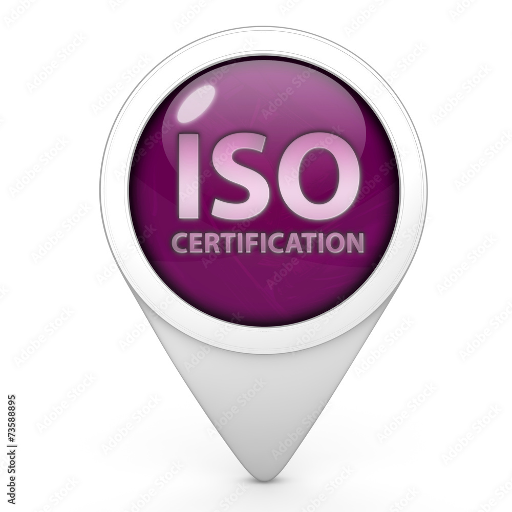 Iso certification pointer icon on white background Iso certification pointer icon on white background