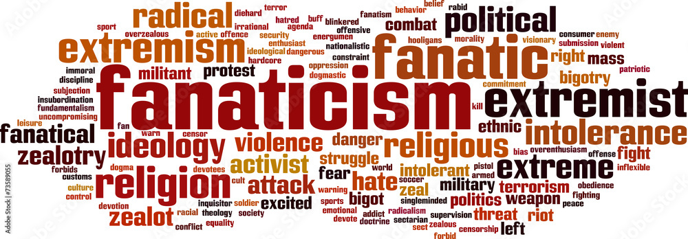Obraz premium Fanaticism word cloud concept. Vector illustration