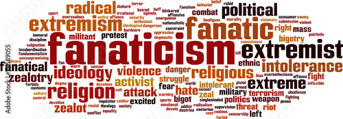 Fanaticism word cloud concept. Vector illustration