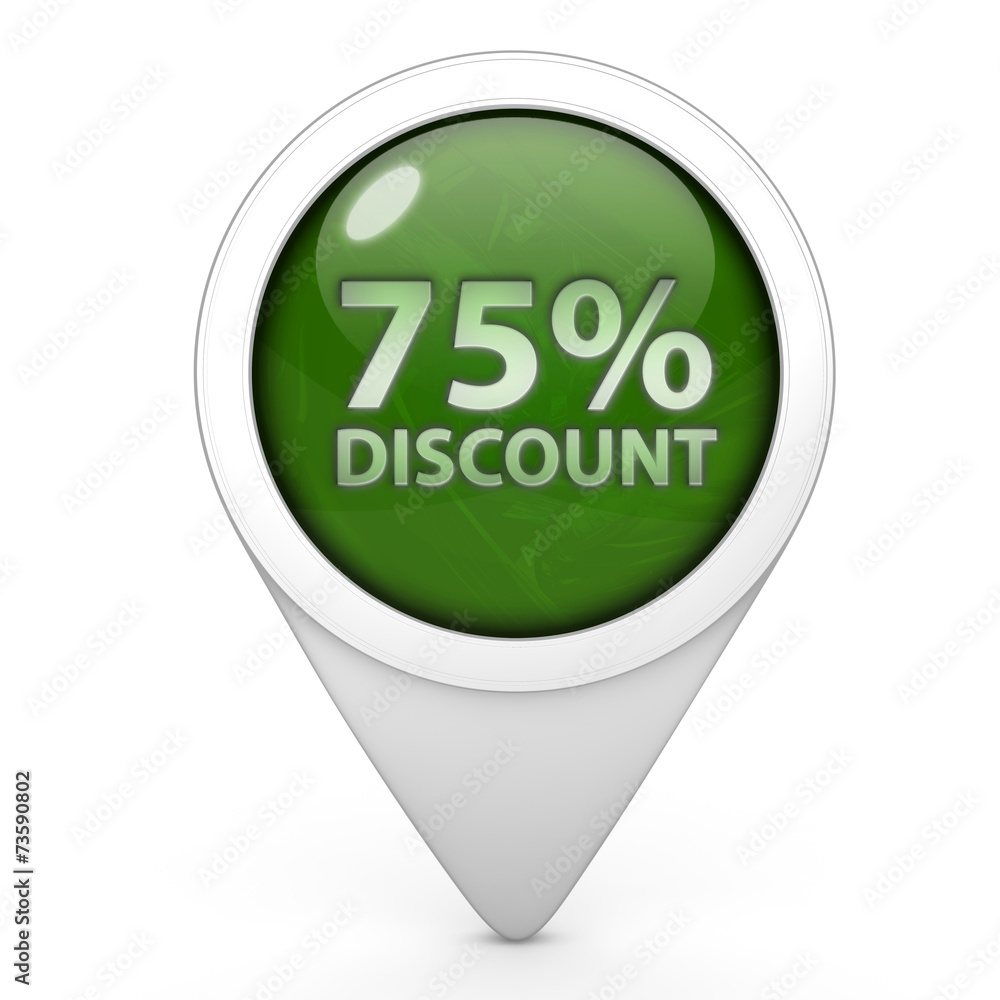 Discount 75 pointer icon on white background Discount 75 pointer icon on white background