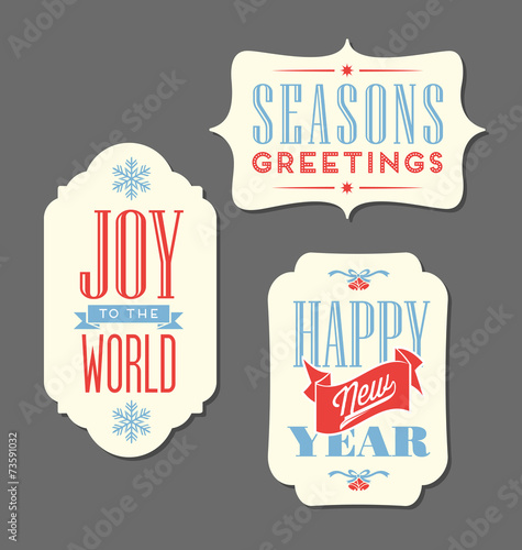 Christmas Holiday tags vintage type design elements