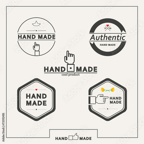 Set of vector emblems for marking handicrafts
