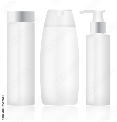 Set of plastic bottles. Cosmetic packaging