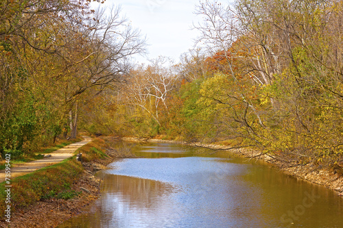 Trees along the canal in autumn foliage