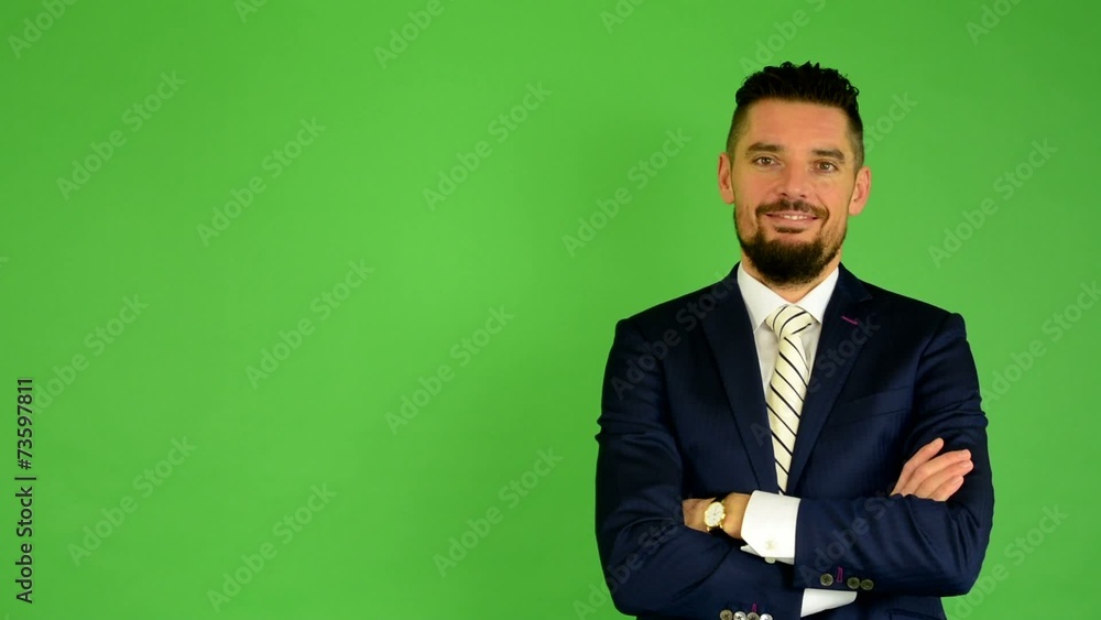 business man smiles - green screen - studio business man smiles - green screen - studio