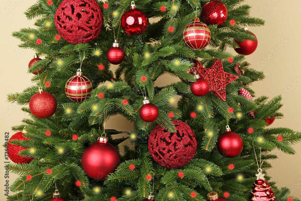 Decorated Christmas tree closeup Decorated Christmas tree closeup