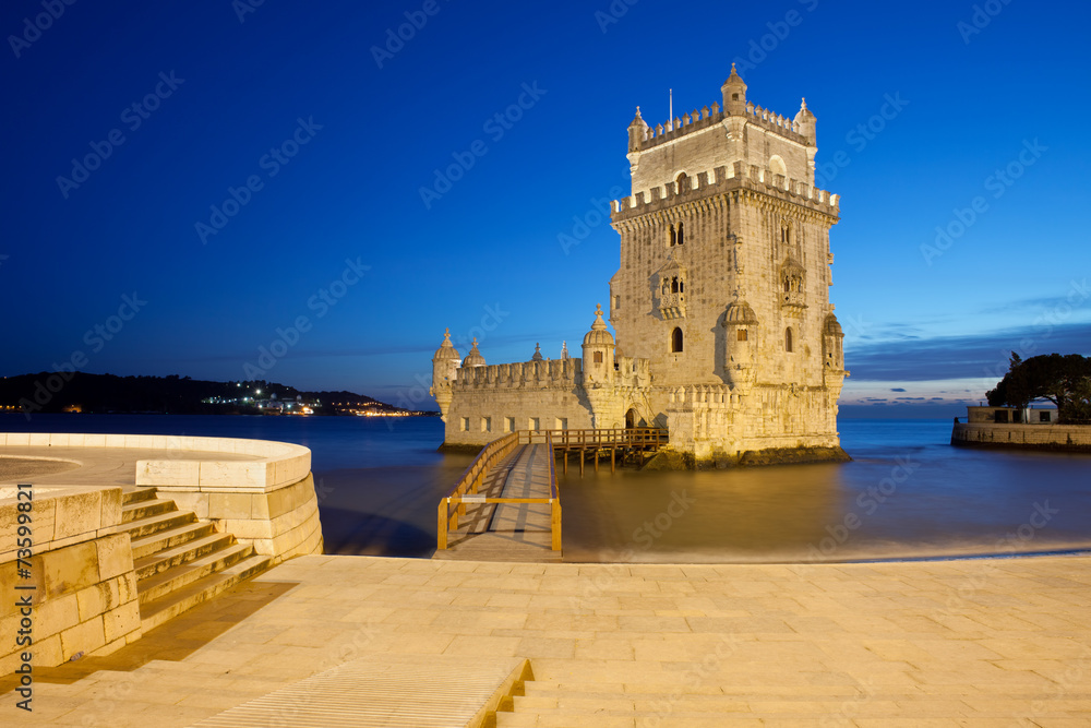 Belem Tower at Night in Lisbon