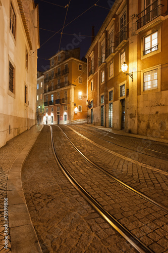 Street at Night in the City of Lisbon