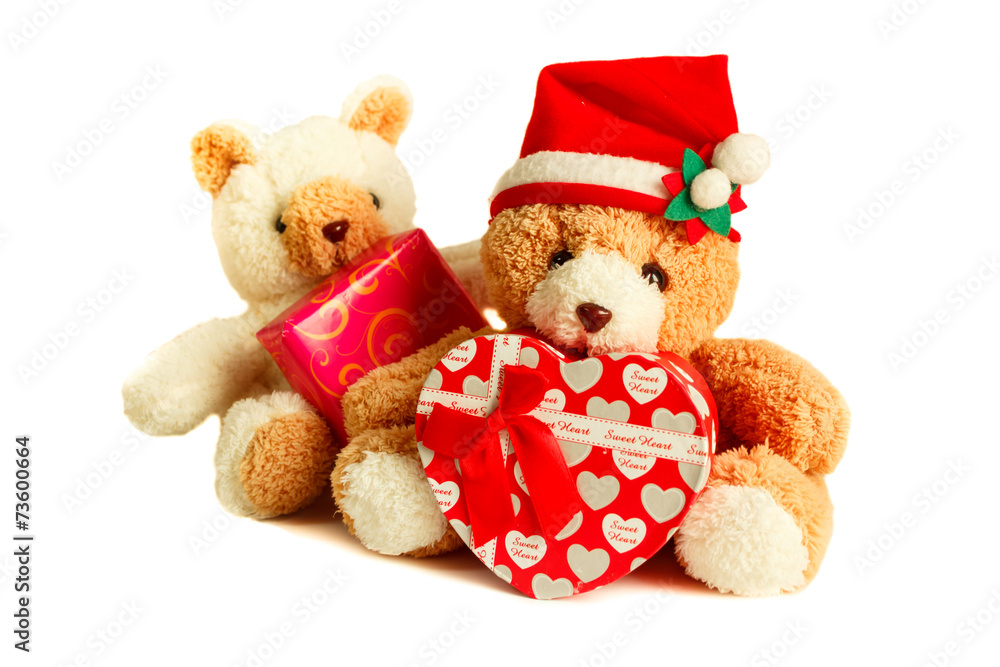 Teddy bear wearing a santa hat. Teddy bear wearing a santa hat.