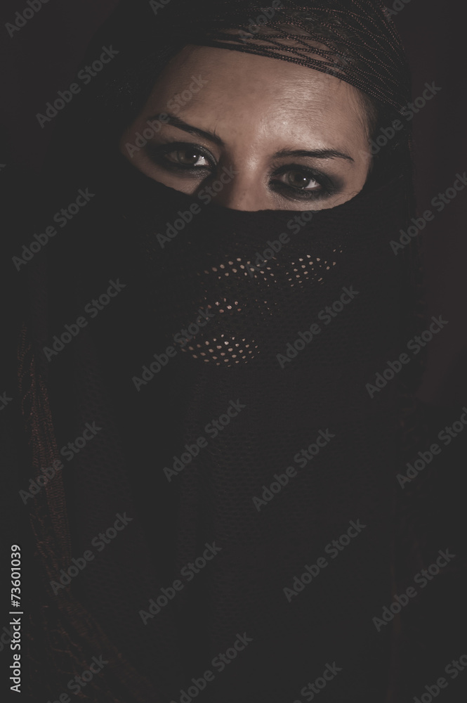 arab woman in traditional Islamic veil, burka, beautiful and dee arab woman in traditional Islamic veil, burka, beautiful and dee