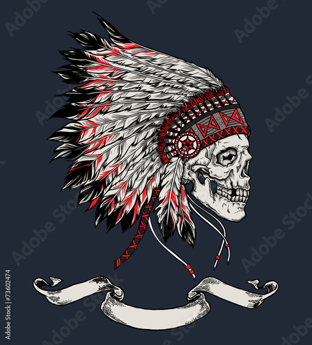 Indian skull hand drawn vector illustration