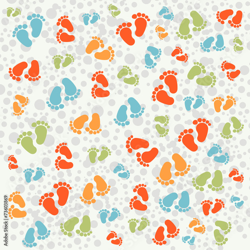 Vector texture background baby footprints traces