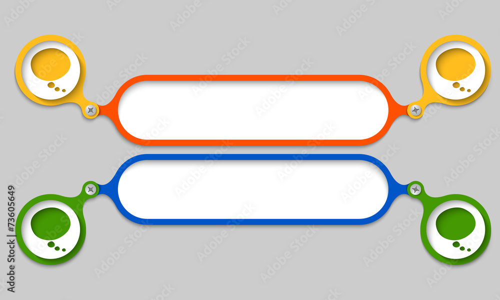 colored frames joined by a bolt and speech bubble colored frames joined by a bolt and speech bubble