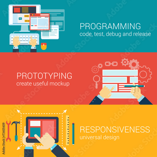 Flat style process programming prototyping infographic concept