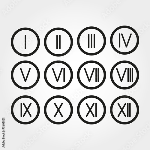 Set Roman numerals 1-12 icon
