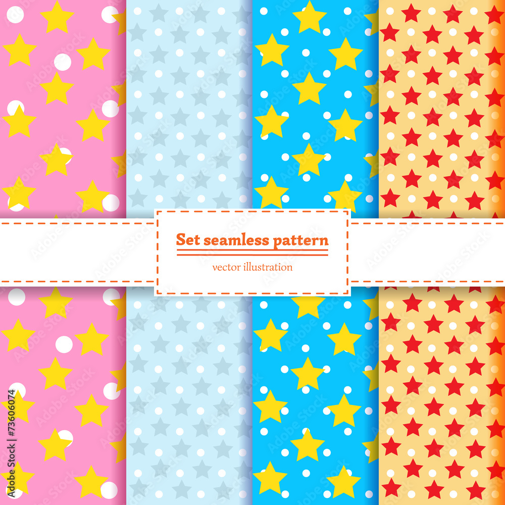 Set Abstract seamless pattern dots and stars Set Abstract seamless pattern dots and stars