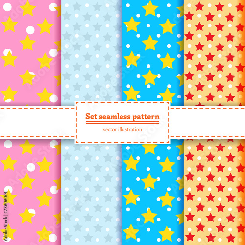 Set Abstract seamless pattern dots and stars
