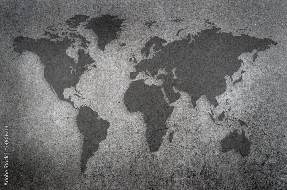world map draw on chalkboard