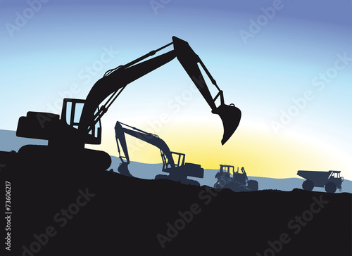 Bagger bei Erdarbeiten