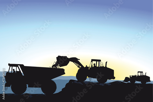 Bulldozer bei Erdarbeiten