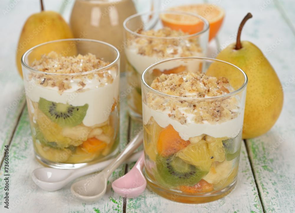 Fruit salad with whipped cream Fruit salad with whipped cream