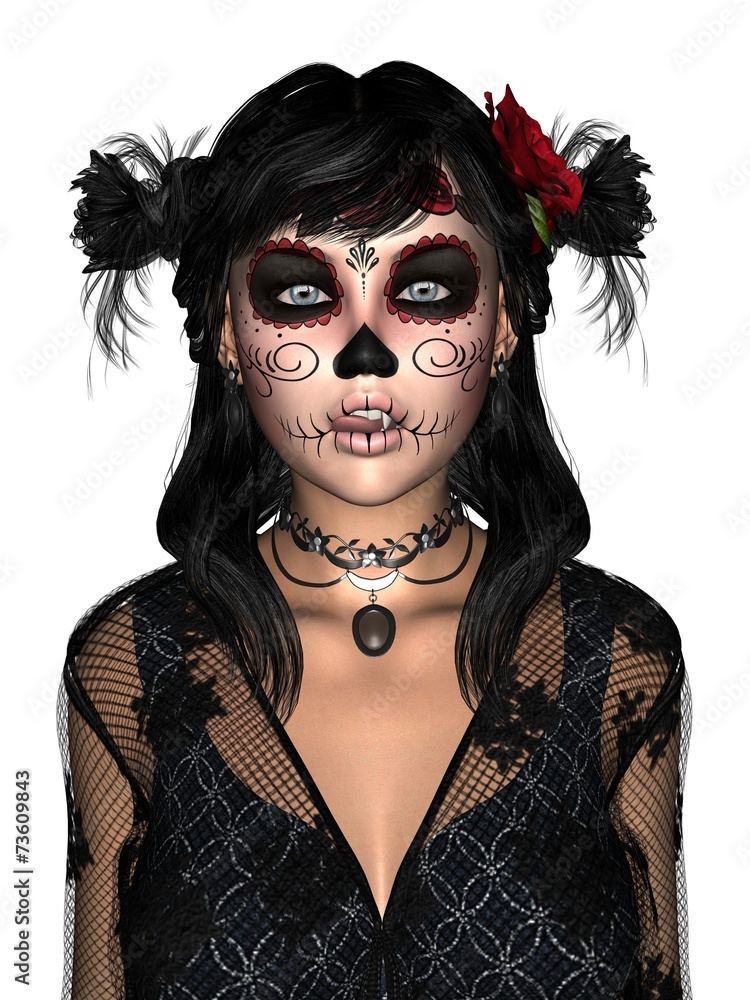 Dia de los Muertos, Mexiko, Frau, Make Up, Tag der Toten Stock-Illustration  | Adobe Stock