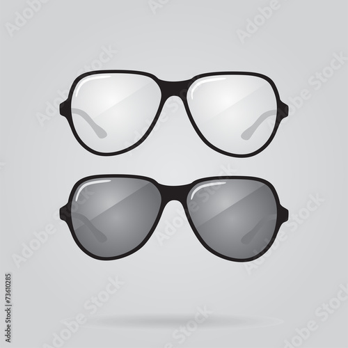 Set of sunglasses and eyeglasses. Vector