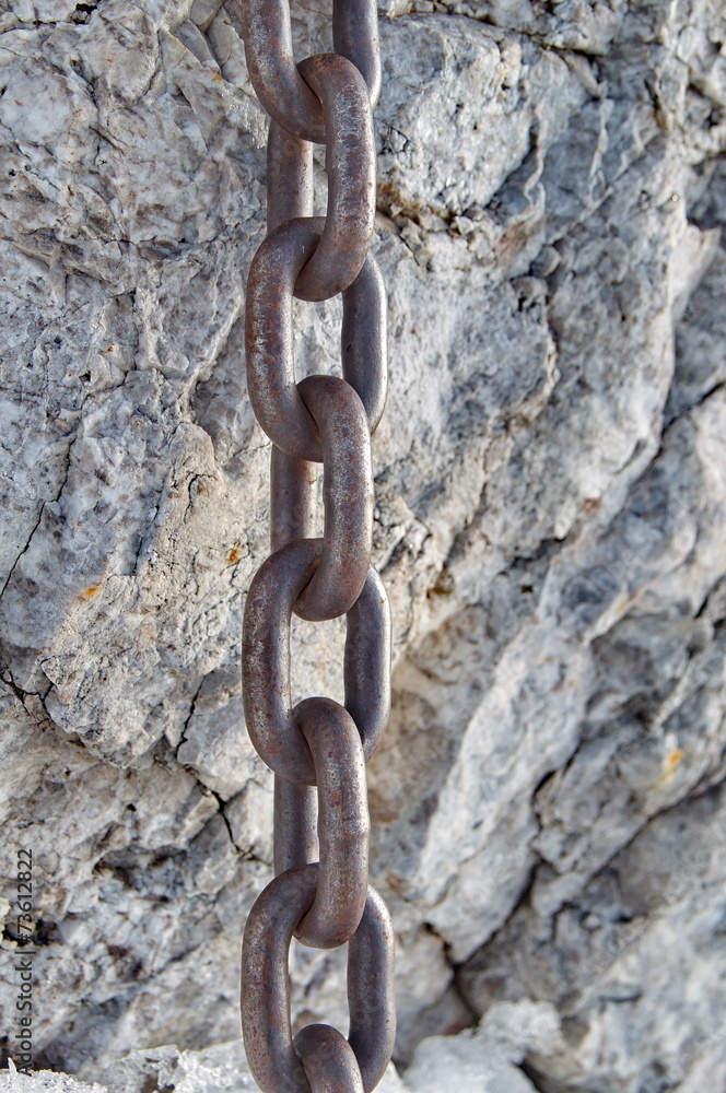 Strong chain on rock Strong chain on rock