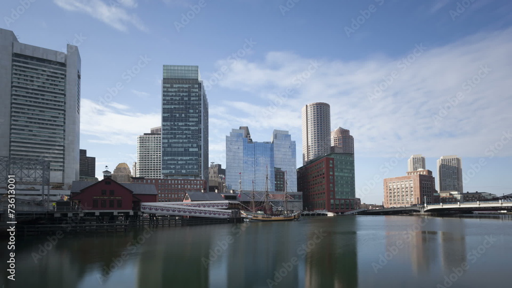 Time lapse tilt shot Boston waterfront Time lapse tilt shot Boston waterfront