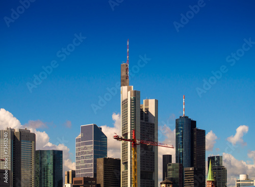 Skyline of business buildings in Frankfurt, Germany