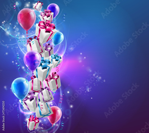 Abstract gifts and balloons background