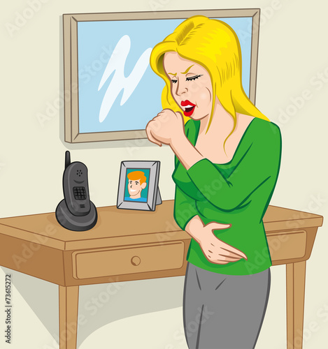 Person woman blonde with cough