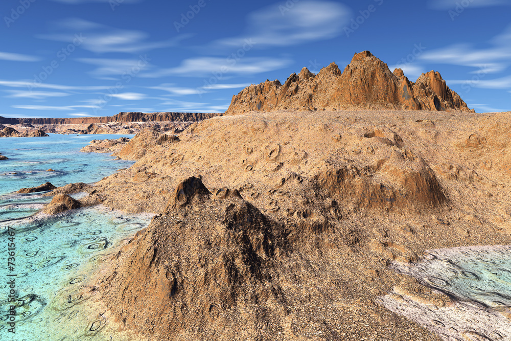 3D rendered fantasy alien planet. Rocks