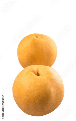 Nashi pear fruit over white background