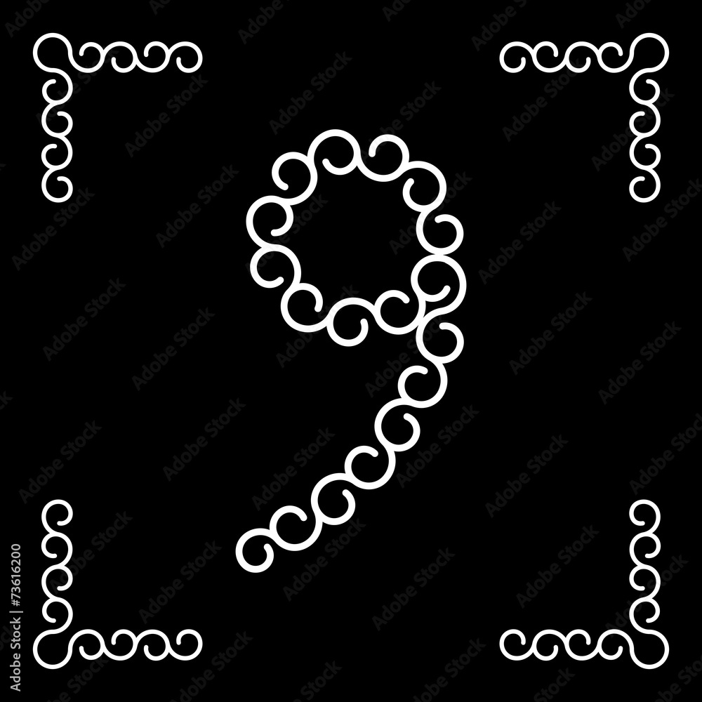 Fototapeta premium Vector logo with number nine in modern design