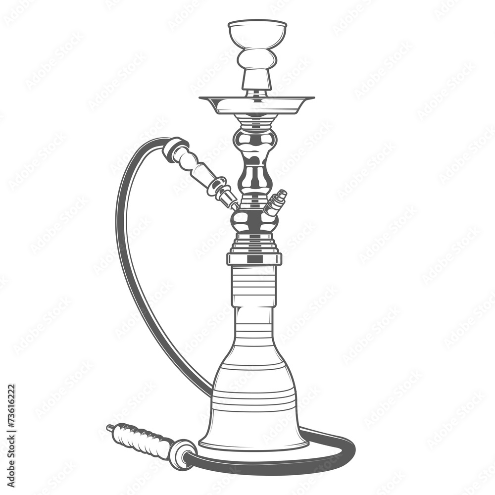 Shisha with pipe isolated on white background. Monochromatic Shisha with pipe isolated on white background. Monochromatic