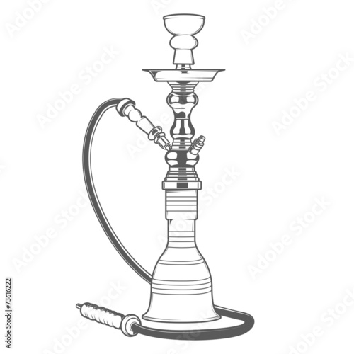 Shisha with pipe isolated on white background. Monochromatic