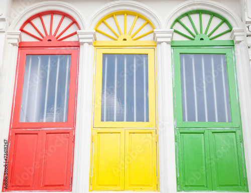 Colorful windows of building