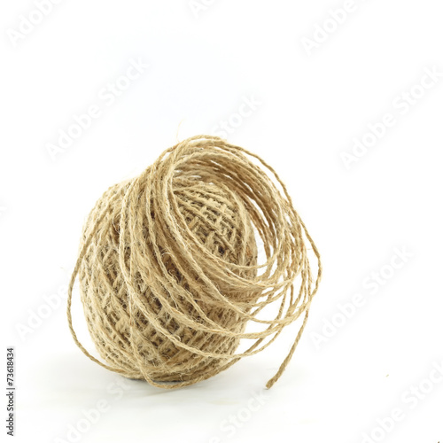 Brown natural rope isolated on white background