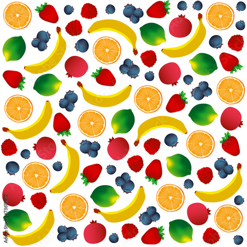 Fototapeta Naklejka Na Ścianę i Meble -  Vector pattern of fruits on white background