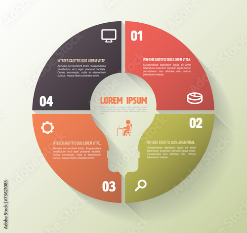 Circle four step template with icons. photo