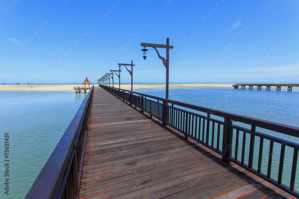 Wood bridge to the sea