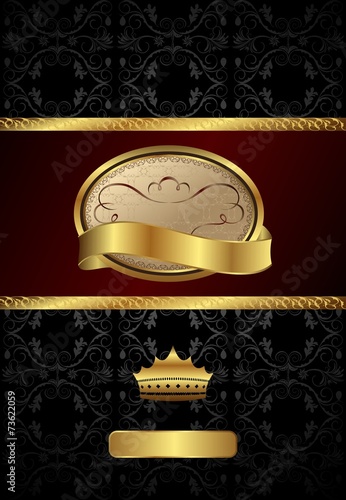 background with golden luxury label and crown