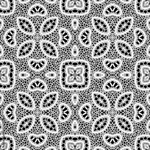 Black and white lace texure, seamless pattern