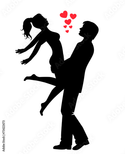 silhouette of a happy loving couple