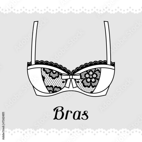 Bras. Fashion lingerie card with female underwear.