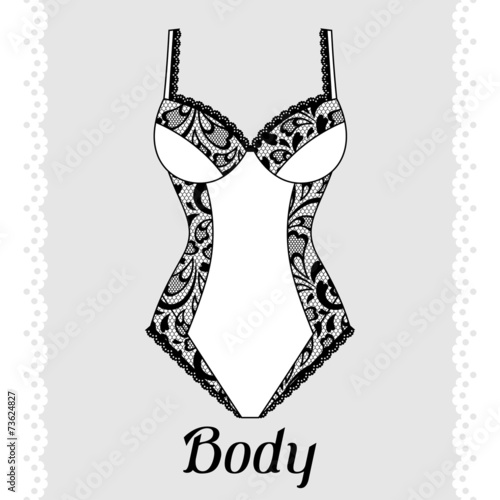 Body. Fashion lingerie card with female underwear.