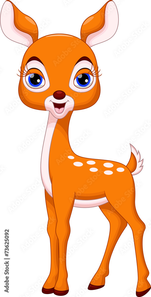 Fototapeta premium Cute deer cartoon jumping